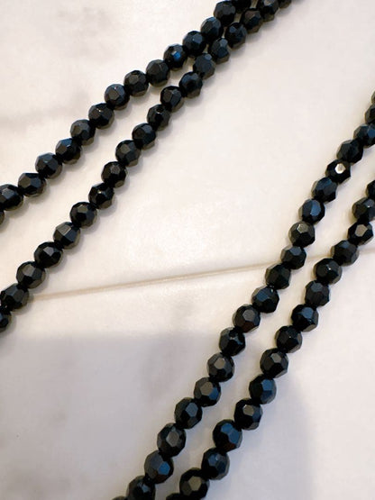 Agete Black Onyx long necklace made of natural black onyx stone and silver 925, 55cm length