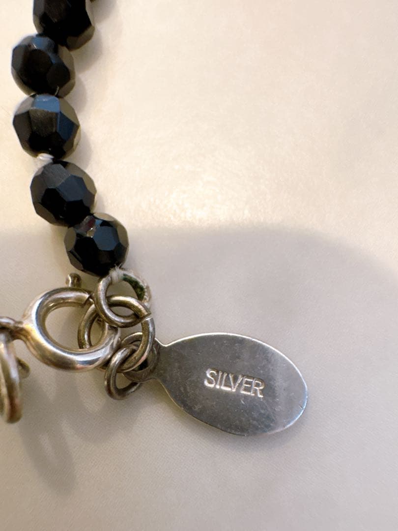 Agete Black Onyx long necklace made of natural black onyx stone and silver 925, 55cm length