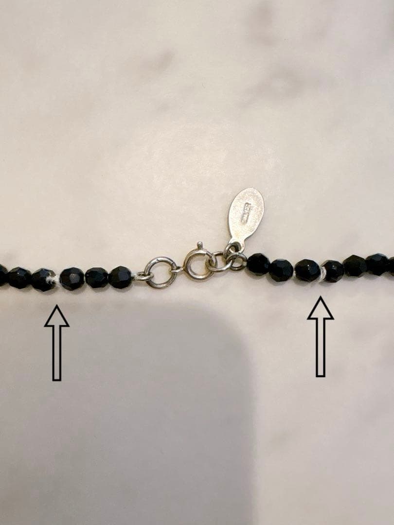 Agete Black Onyx long necklace made of natural black onyx stone and silver 925, 55cm length