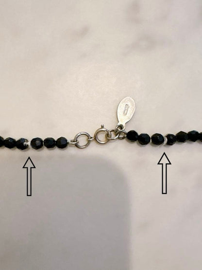 Agete Black Onyx long necklace made of natural black onyx stone and silver 925, 55cm length