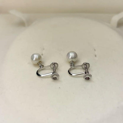 Aurora interference color Akoya pearl necklace and matching earrings with round white pearls and silver accents