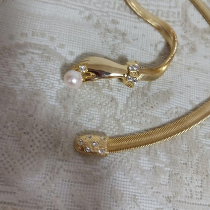 Ise-Shima Akoya Pearl Hand Motif Necklace with 45 cm chain displayed on white background