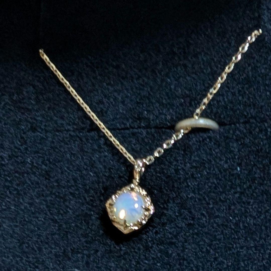 Enel Limited Edition K10 necklace featuring opal and diamond with 40cm length and delicate design