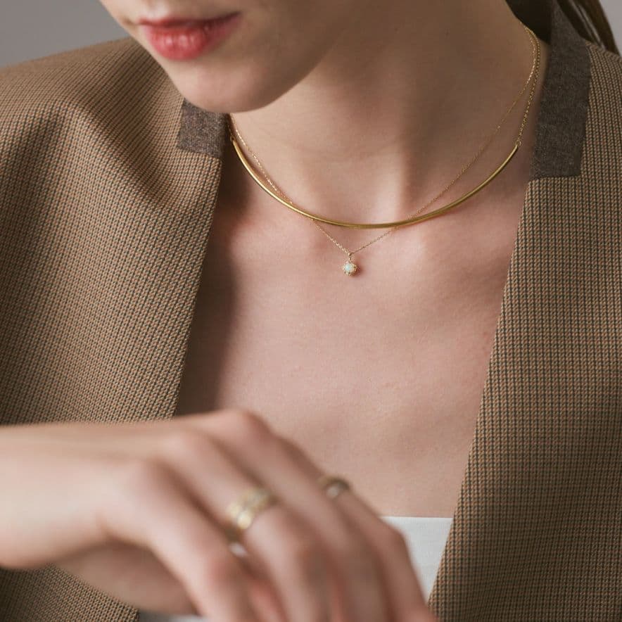 Enel Limited Edition K10 necklace featuring opal and diamond with 40cm length and delicate design