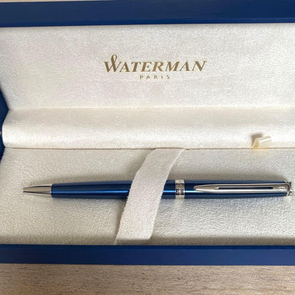 Waterman Metropolitan Essential Metallic Blue CT ballpoint pen with black ink and twist mechanism