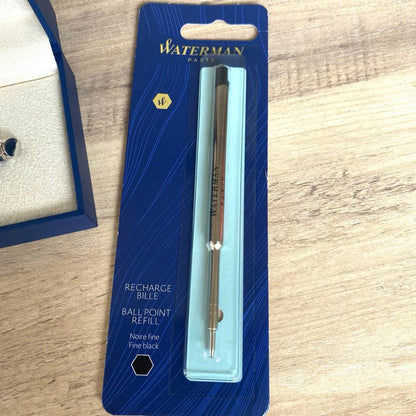 Waterman Metropolitan Essential Metallic Blue CT ballpoint pen with black ink and twist mechanism
