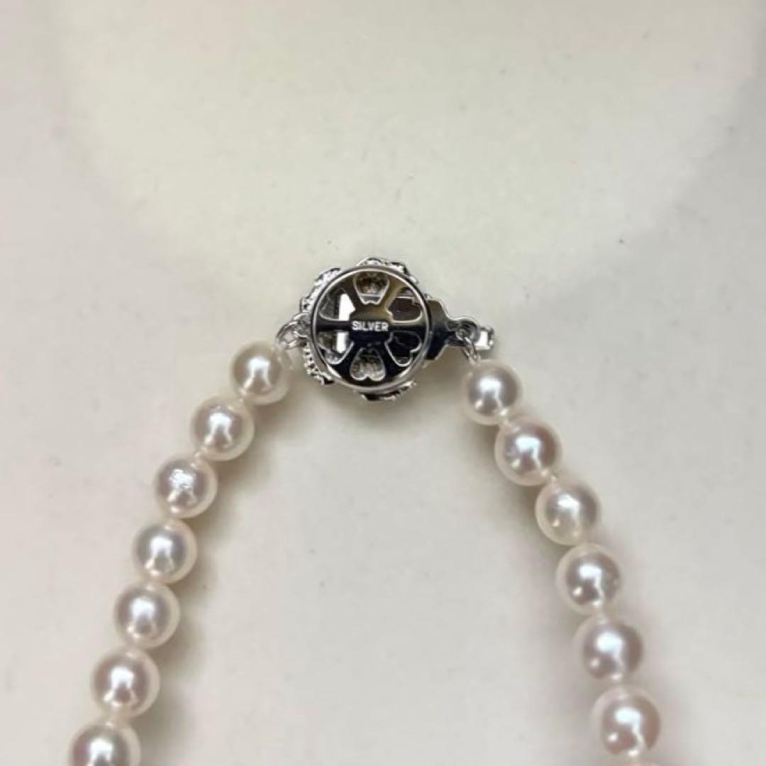 Akoya pearl necklace with white high luster round pearls sized 6.0-6.5mm on a 43cm strand