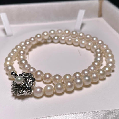 Ise Shima high-quality white Akoya pearl necklace with 5.9 to 6.4 mm pearls, 40.8 cm length