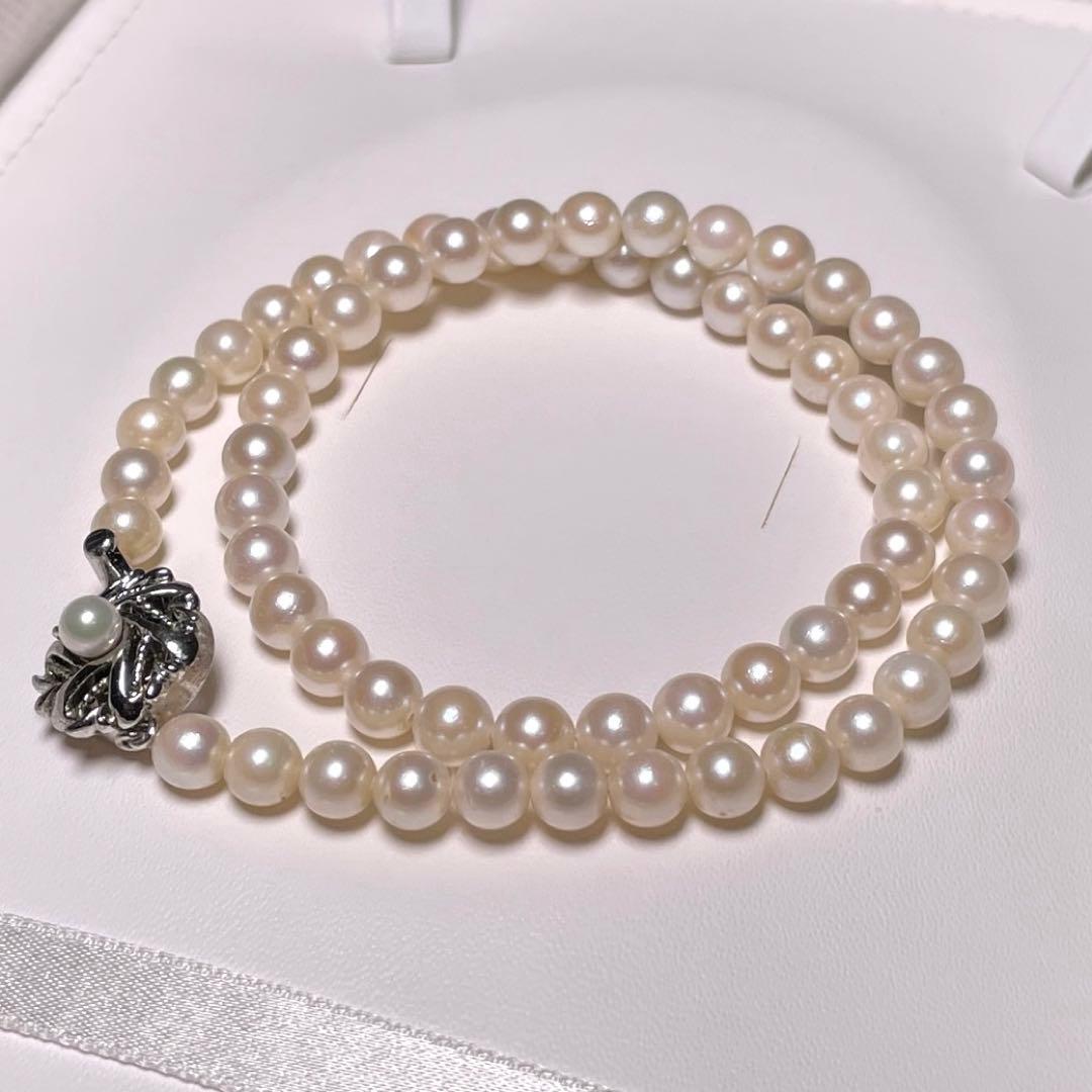 Ise Shima high-quality white Akoya pearl necklace with 5.9 to 6.4 mm pearls, 40.8 cm length