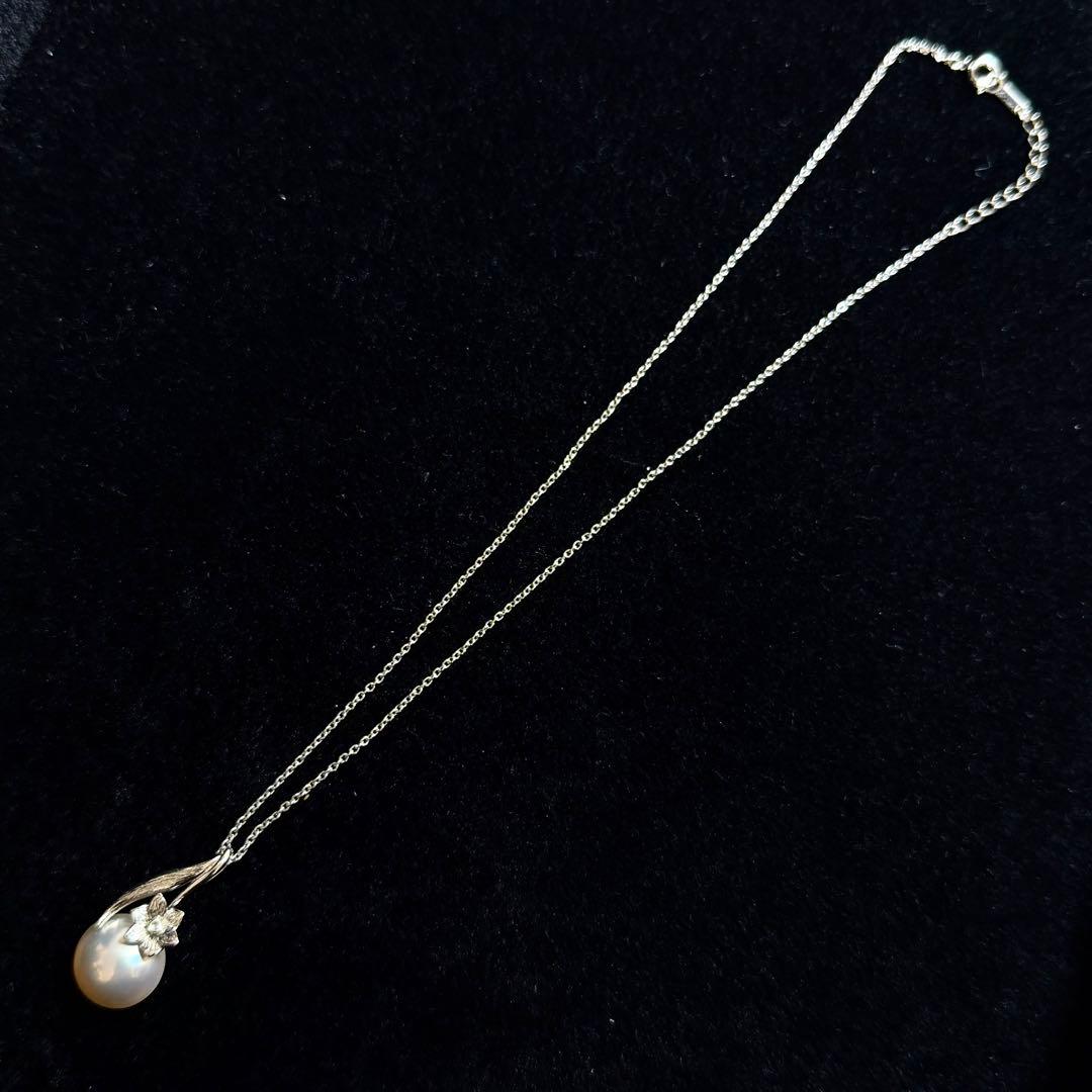 TASAKI Mape Pearl Necklace with 13.6mm real pearl on silver chain, 40cm length