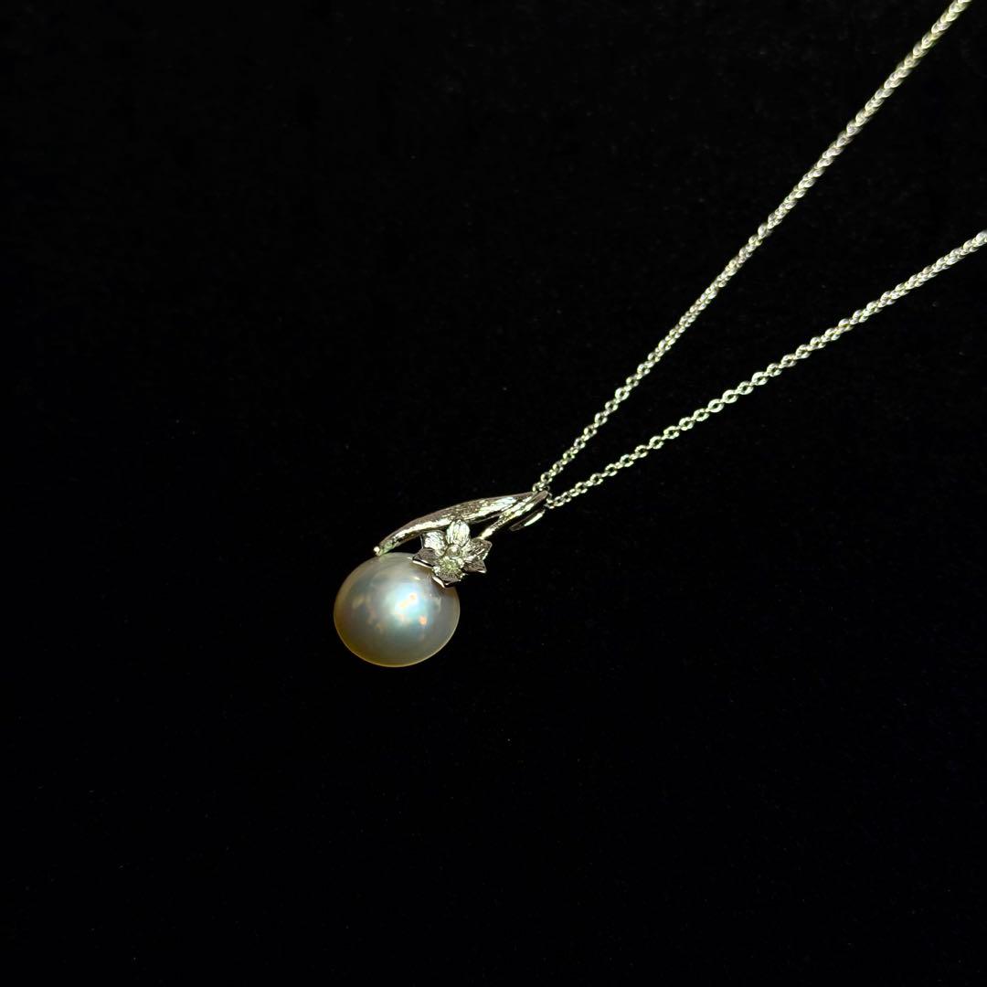 TASAKI Mape Pearl Necklace with 13.6mm real pearl on silver chain, 40cm length
