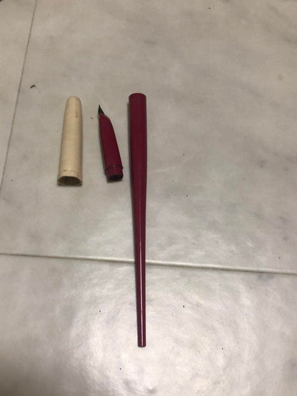 Pilot fountain pen in red color with sleek design and silver clip shown from side view