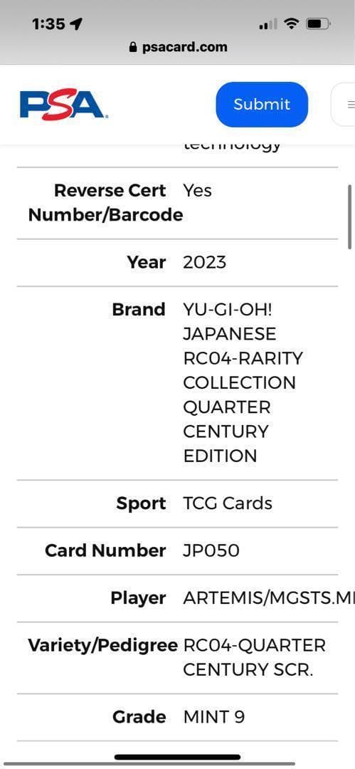 PSA 9 Yu-Gi-Oh Priestess of the Ice Barrier — Japanese
