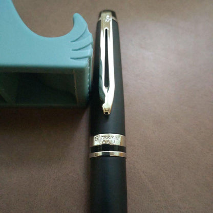 Waterman Expert Essential Matte Black CT twist ballpoint pen with silver accents and black ink