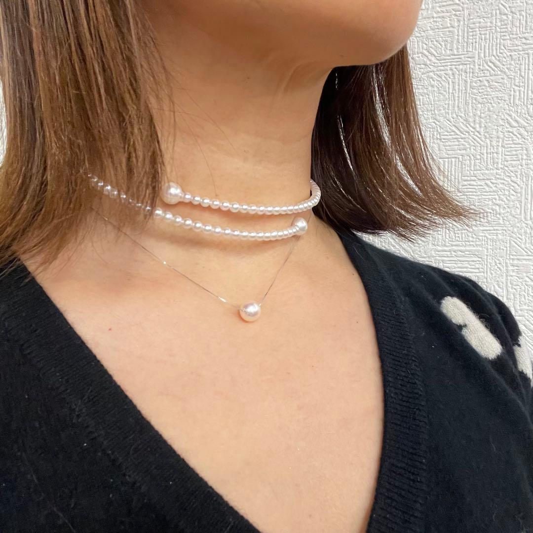 Authentic Akoya pearl baby pearl choker necklace with 8.5-9mm pearls and white freshwater pearls, clasp closure