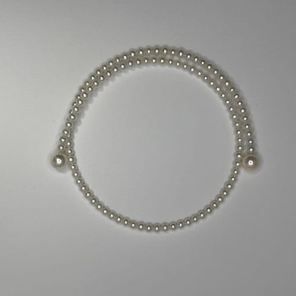 Authentic Akoya pearl baby pearl choker necklace with 8.5-9mm pearls and white freshwater pearls, clasp closure