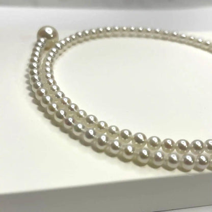 Authentic Akoya pearl baby pearl choker necklace with 8.5-9mm pearls and white freshwater pearls, clasp closure