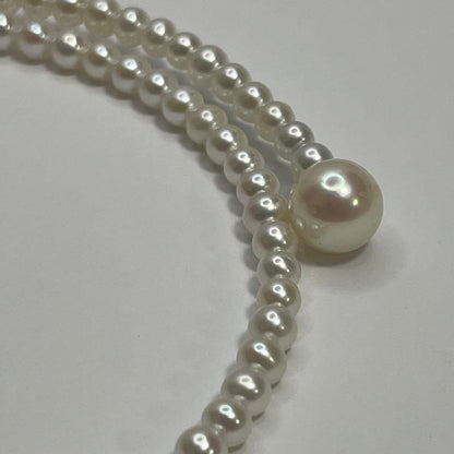Authentic Akoya pearl baby pearl choker necklace with 8.5-9mm pearls and white freshwater pearls, clasp closure