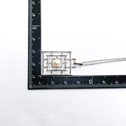 MIKIMOTO Pearl Square Necklace featuring 5.4mm pearls on a 40cm silver chain