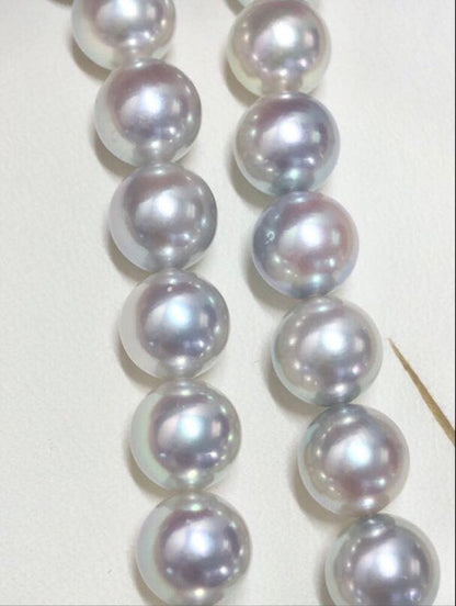 Akoya pearl necklace with light gray semi-round pearls sized 8.0-8.5mm, approximately 39cm long with certification