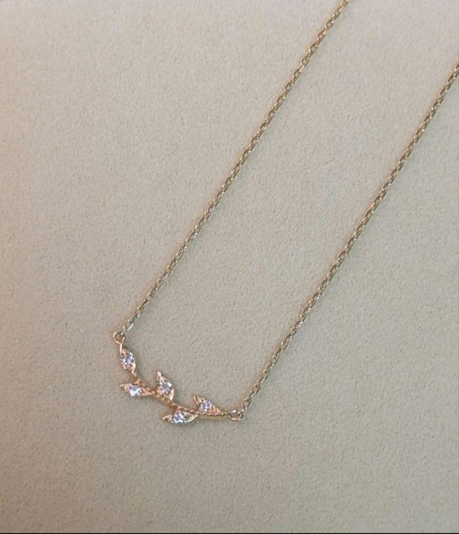 Agete Laurel Leaf Diamond Necklace with 0.03ct diamonds on a 40cm adjustable chain