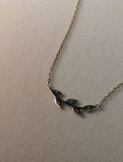 Agete Laurel Leaf Diamond Necklace with 0.03ct diamonds on a 40cm adjustable chain