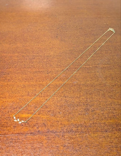 Agete Laurel Leaf Diamond Necklace with 0.03ct diamonds on a 40cm adjustable chain