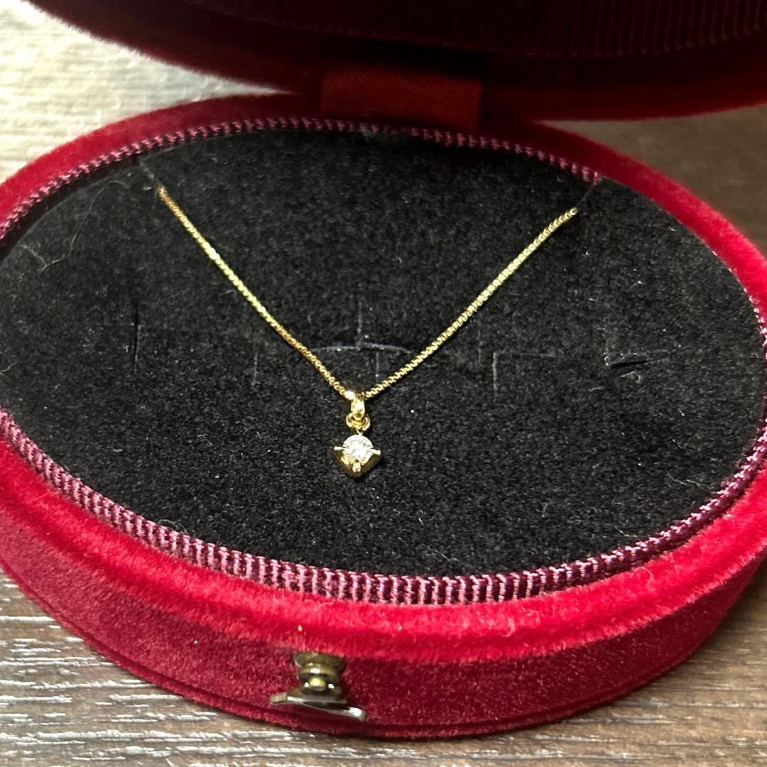 Agete K18 Venetian Chain Necklace with 0.05ct diamond in gold