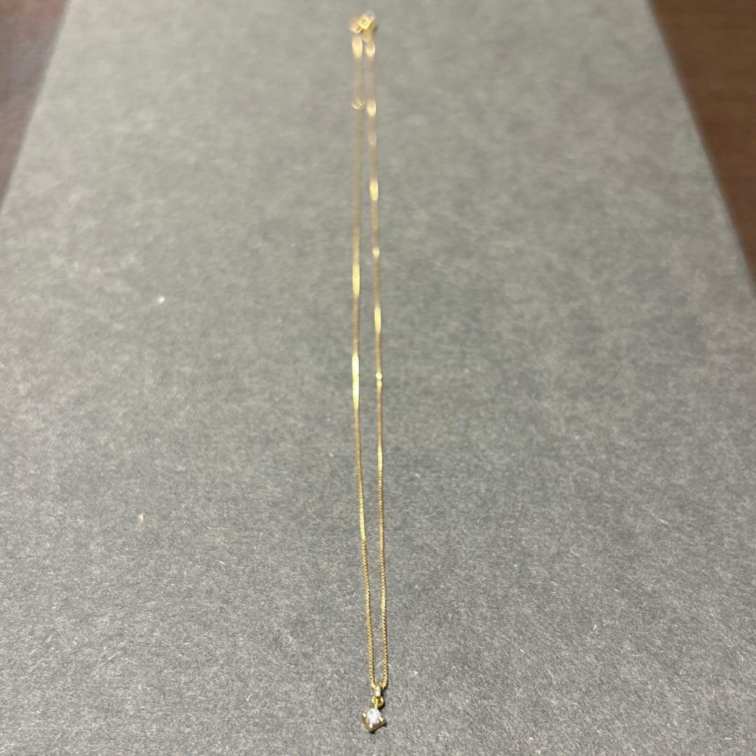 Agete K18 Venetian Chain Necklace with 0.05ct diamond in gold