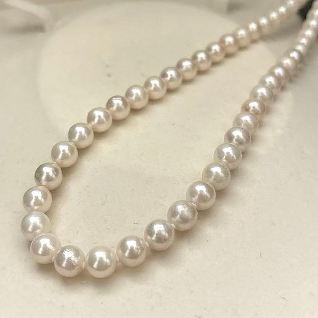 Aoyama white Akoya pearl necklace with round 7.0-7.5mm pearls and silver engraving