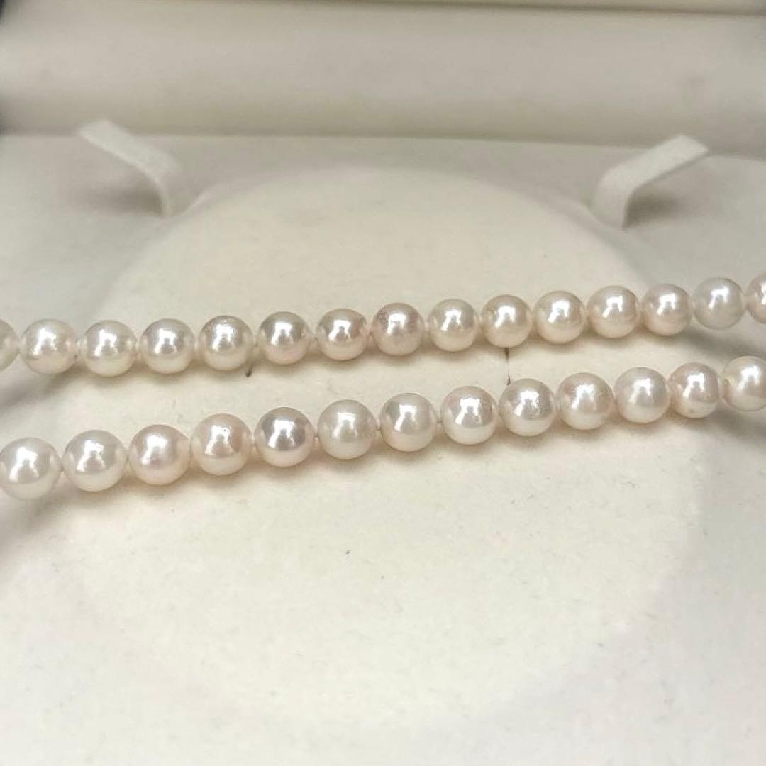 Aoyama white Akoya pearl necklace with round 7.0-7.5mm pearls and silver engraving