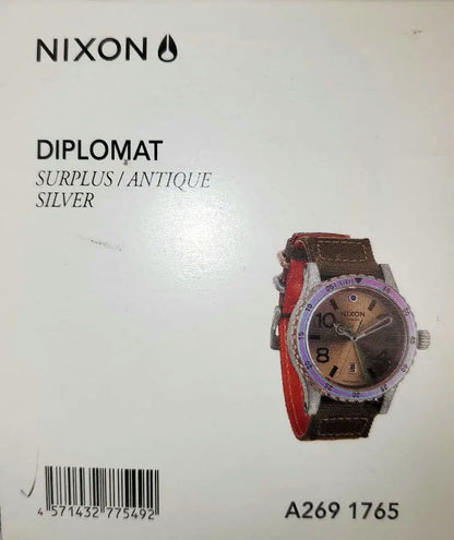 NIXON DIPLOMAT SURPLUS/ANTIQUE SILVER Quartz Men's Watch — Japanese