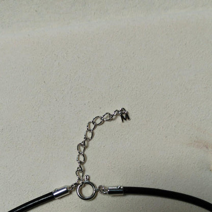 Mikimoto gray choker necklace featuring a single movable pearl, adjustable length 39 to 43 centimeters