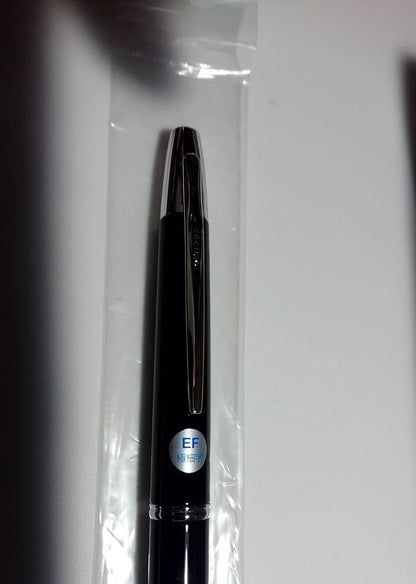 PILOT Capless Black fountain pen with extra fine nib shown with case and instruction manual