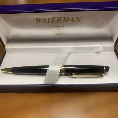 WATERMAN Expert Essential ballpoint pen in black and gold with twist mechanism and dedicated case
