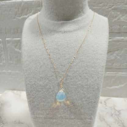 18K gold necklace 80cm long with a 1.5cm x 1.3cm K14gf pendant top