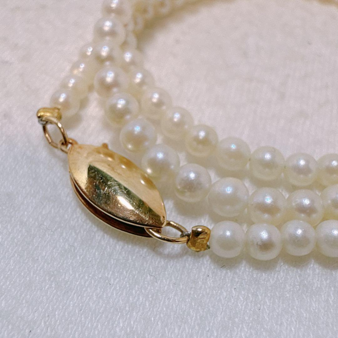 14K gold clasp Akoya baby pearl necklace with 2.8 to 3.3mm pearls on a 40cm chain