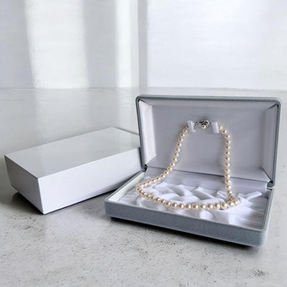 Aurora Pink Tassel Akoya Pearl Necklace with 7.5mm round pearls and silver clasp, 42cm length