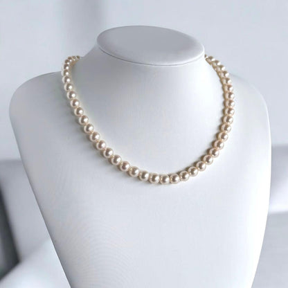 Aurora Pink Tassel Akoya Pearl Necklace with 7.5mm round pearls and silver clasp, 42cm length