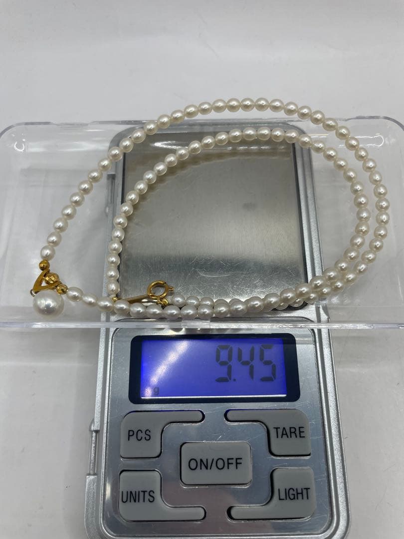K18 Akoya Pearl Necklace with 7mm baby pearls and pearl mirror ball pendant, 40cm length