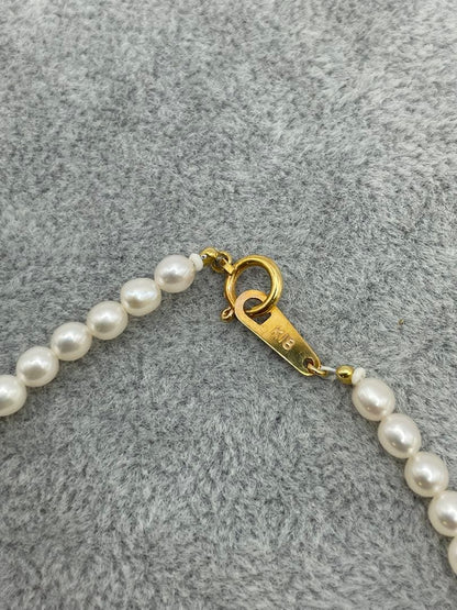 K18 Akoya Pearl Necklace with 7mm baby pearls and pearl mirror ball pendant, 40cm length