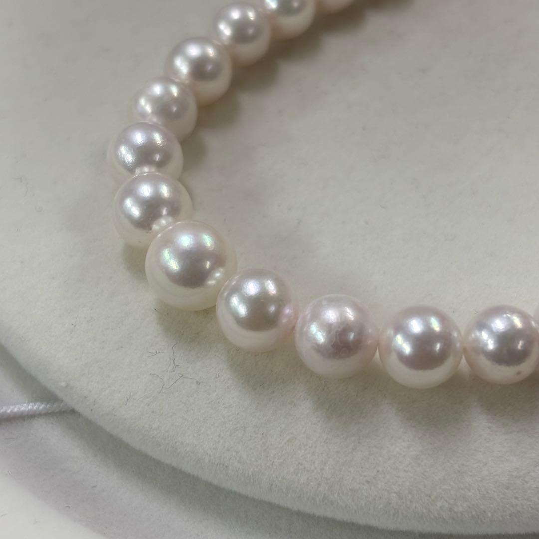 Akoya pearl necklace 44cm with 6.9-9.5mm gradient pearls from Ise-Shima Ago Bay displayed on a white background