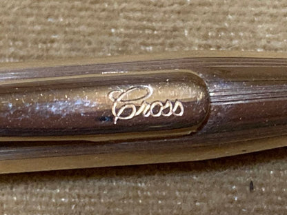 CROSS ballpoint pen with 14K gold overlay black ink and rare old logo made in USA