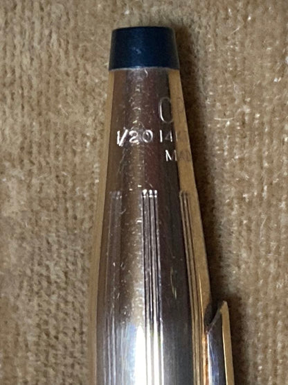CROSS ballpoint pen with 14K gold overlay black ink and rare old logo made in USA