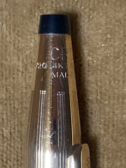 CROSS ballpoint pen with 14K gold overlay black ink and rare old logo made in USA