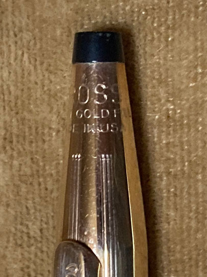 CROSS ballpoint pen with 14K gold overlay black ink and rare old logo made in USA