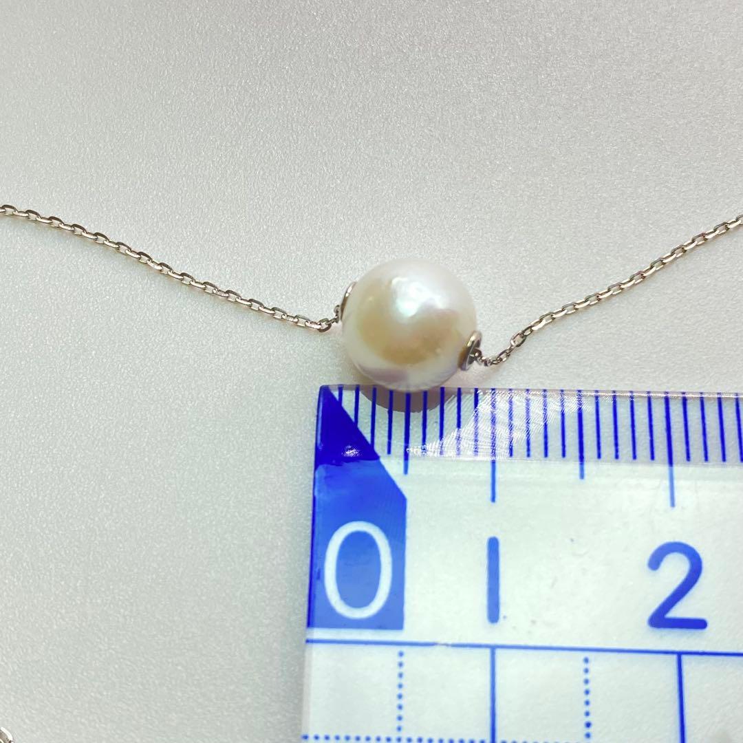 Law Akoya genuine 7.74mm round pearl necklace with pt850 small bean chain, 45 cm slide length