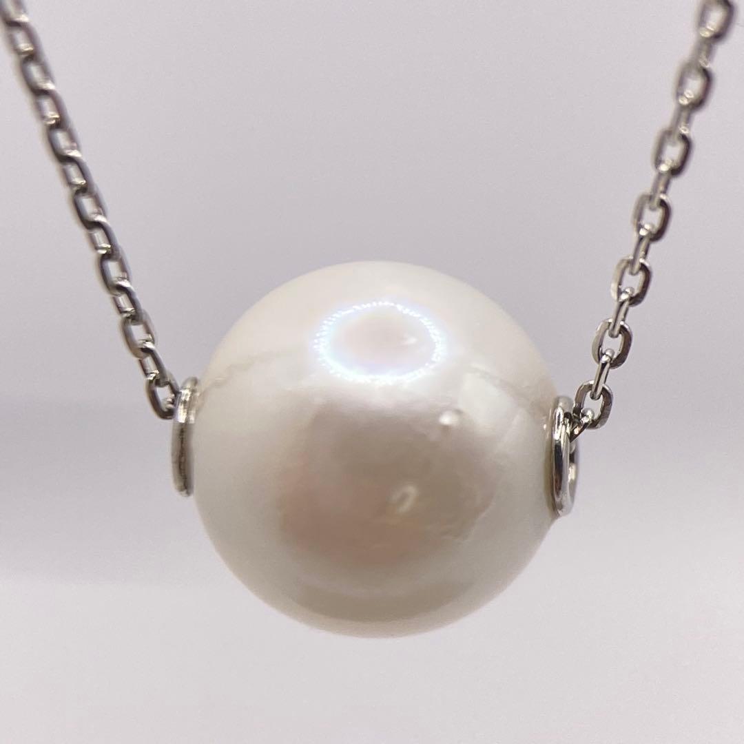 Law Akoya genuine 7.74mm round pearl necklace with pt850 small bean chain, 45 cm slide length