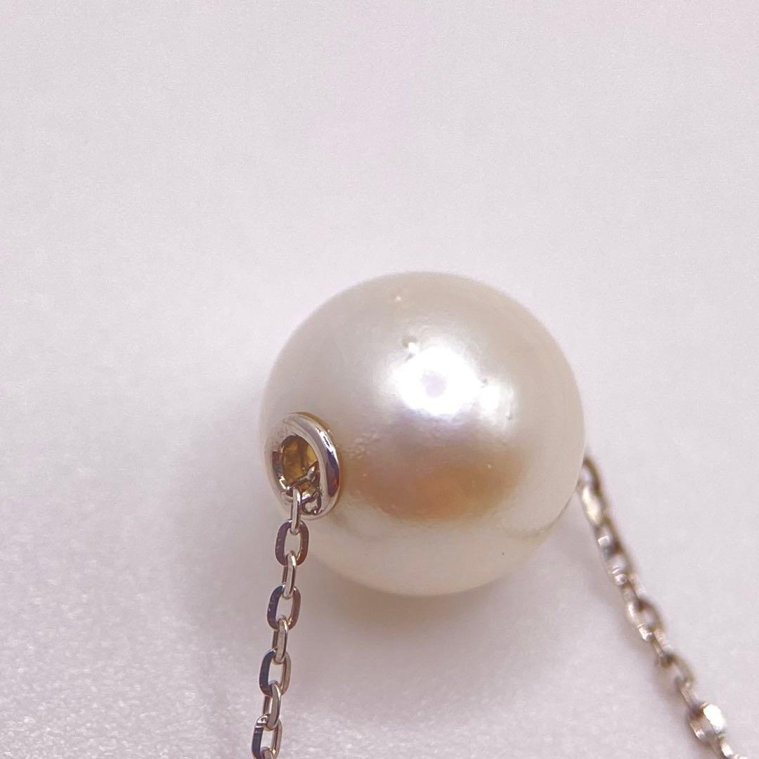 Law Akoya genuine 7.74mm round pearl necklace with pt850 small bean chain, 45 cm slide length