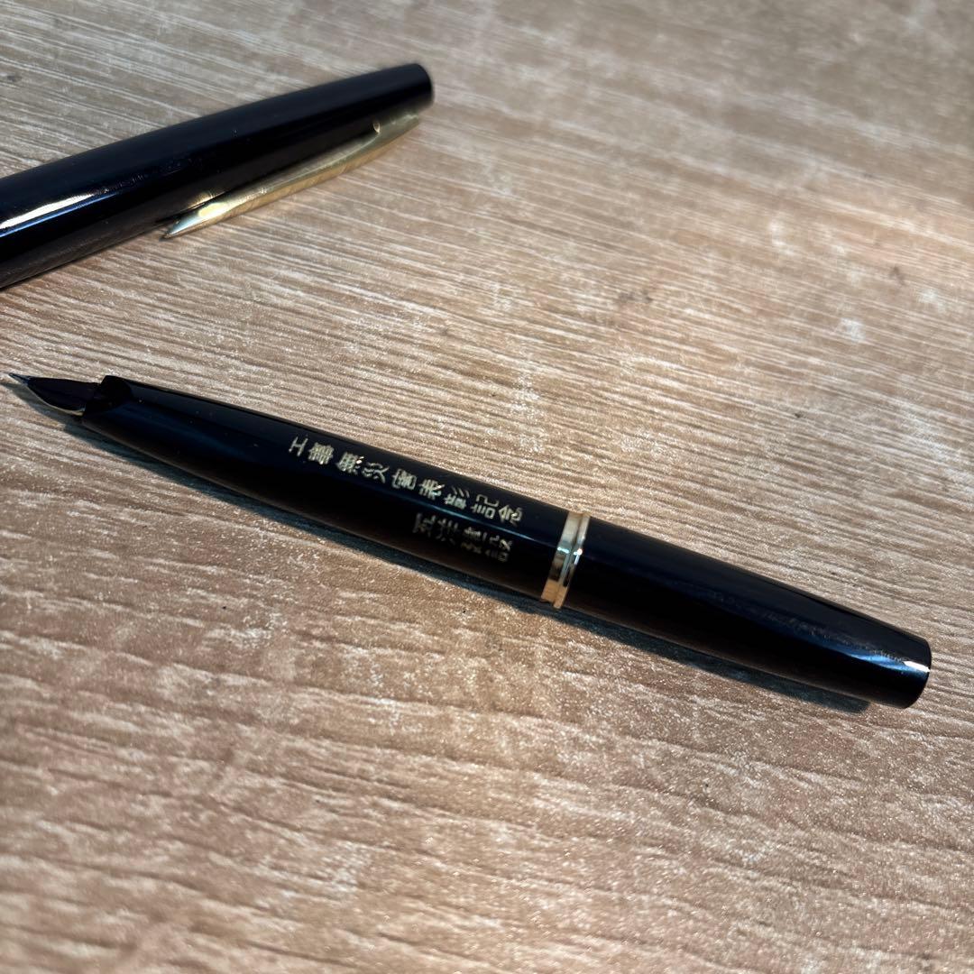 Pilot Short Fountain Pen in black and gold with 14k nib, elegant design and compact size